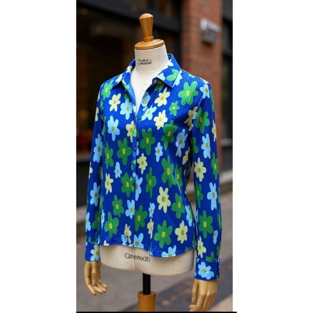 Target Black History Month Floral Plisse Button Down Shirt Blue Green XXL